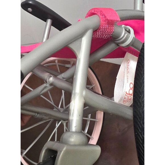 OG DOLL Pink Doll Wheelchair With Black Handles & Footrests - Picture 8 of 10